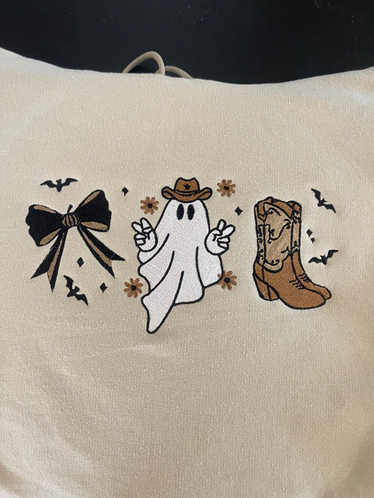 Embroidered bow, ghost, boot coquette